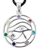 Anhänger 417 Auge des Horus mit Chakra Steinen - Silber