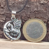 Anhänger 469 Drache im Mond - Silber