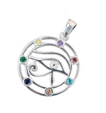 Anhänger 417 Auge des Horus mit Chakra Steinen - Silber