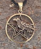 Anhänger 161 Pentagramm mit Rabe - Bronze