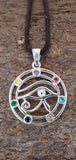 Anhänger 417 Auge des Horus mit Chakra Steinen - Silber