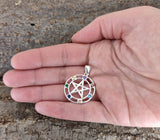 Anhänger 418 Pentagramm mit Chakra Steinen - Silber