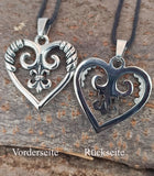Anhänger 151 Herz mit Fleur-de-Lis - Edelstahl