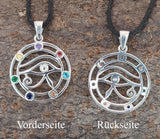 Anhänger 417 Auge des Horus mit Chakra Steinen - Silber