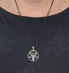 Pentagramm 230 mit Korbkette - Silber