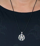 Anhänger 418 Pentagramm mit Chakra Steinen - Silber
