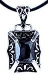 Anhänger 124 schwarzer Stein - Edelstahl