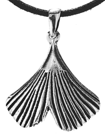 Ginkgo-Blatt 261 mit Schlangenkette - Silber