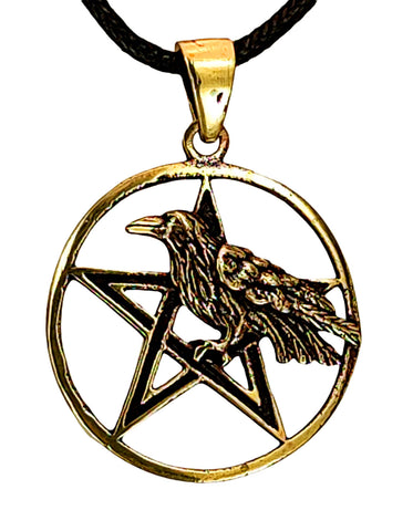 Anhänger 161 Pentagramm mit Rabe - Bronze
