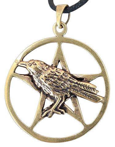 Anhänger 175 Pentagramm mit Rabe - Bronze