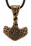Anhänger 209 Thorshammer mit Vegvisir - Bronze