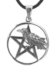 Rabe im Pentagramm 80 mit Schlangenkette - Silber