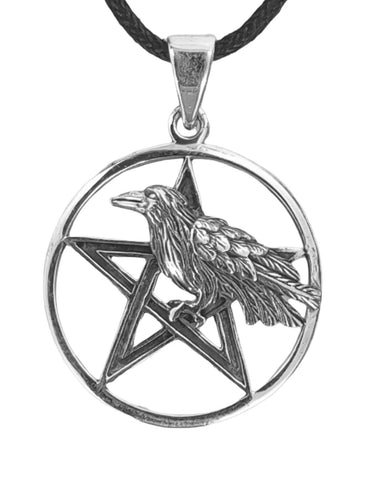 Rabe im Pentagramm 80 mit Schlangenkette - Silber