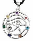 Anhänger 417 Auge des Horus mit Chakra Steinen - Silber