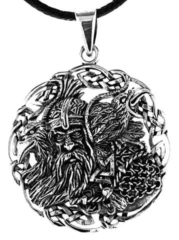 Odin mit Raben 349 mit Schlangenkette - Silber