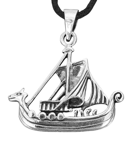 Wikinger-Schiff 240 mit Schlangenkette - Silber