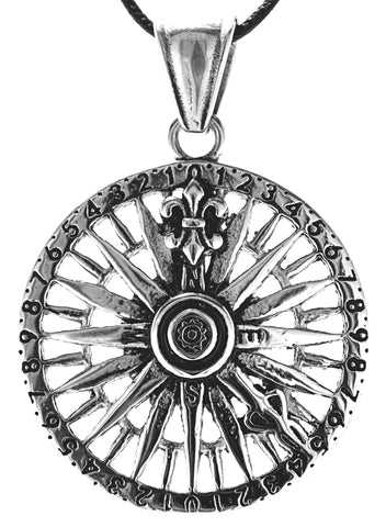 Windrose 203 mit Königskette - Edelstahl