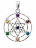 Anhänger 416 Metatrons Würfel mit Chakra Steinen - Silber