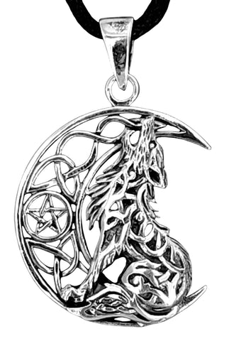 Anhänger 354 Wolf im Mond - Silber