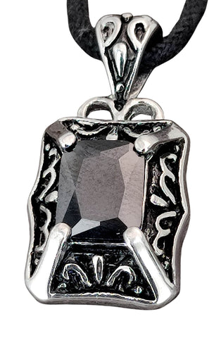 Anhänger 124 schwarzer Stein - Edelstahl