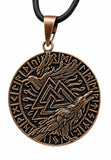 Anhänger 206 Wotansknoten mit Raben - Bronze