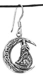 Ohrring 21 Wolf im Mond - Silber