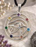 Anhänger 417 Auge des Horus mit Chakra Steinen - Silber