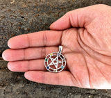 Anhänger 418 Pentagramm mit Chakra Steinen - Silber