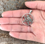 Anhänger 80 Pentagramm mit Rabe - Silber
