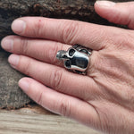 Ring Totenkopf Gr. 56-72  - glatt - Edelstahl