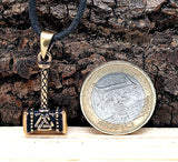 Anhänger 207 Thorshammer mit Valknut - Bronze
