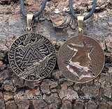 Anhänger 206 Wotansknoten mit Raben - Bronze