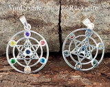 Anhänger 416 Metatrons Würfel mit Chakra Steinen - Silber