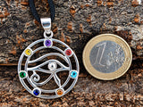 Anhänger 417 Auge des Horus mit Chakra Steinen - Silber
