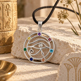 Anhänger 417 Auge des Horus mit Chakra Steinen - Silber