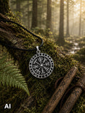 Wikinger Kompass 285 mit Schlangenkette - Silber