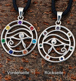 Anhänger 417 Auge des Horus mit Chakra Steinen - Silber
