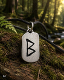 Rune Berkana 296 mit Schlangenkette - Silber