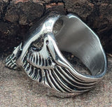 Ring Totenkopf Gr. 56-72  - glatt - Edelstahl
