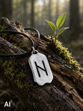 Rune Hagalaz 308 mit Schlangenkette - Silber