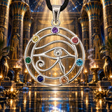 Anhänger 417 Auge des Horus mit Chakra Steinen - Silber