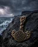 Anhänger 209 Thorshammer mit Vegvisir - Bronze