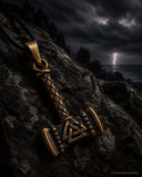 Anhänger 207 Thorshammer mit Valknut - Bronze