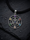 Anhänger 416 Metatrons Würfel mit Chakra Steinen - Silber