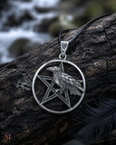 Anhänger 80 Pentagramm mit Rabe - Silber