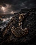 Anhänger 209 Thorshammer mit Vegvisir - Bronze