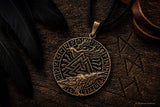 Anhänger 206 Wotansknoten mit Raben - Bronze