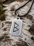 Rune Berkana 296 mit Schlangenkette - Silber