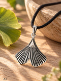 Ginkgo-Blatt 261 mit Schlangenkette - Silber