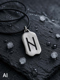 Rune Hagalaz 308 mit Schlangenkette - Silber